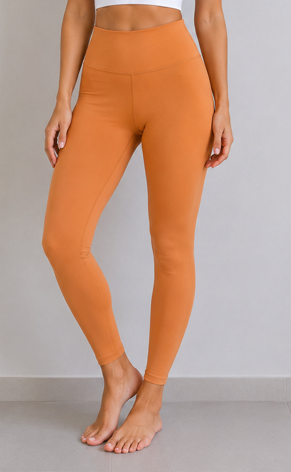 Dark Peach Cotton Stretch Ankle Length Legging