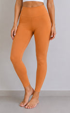 Dark Peach Cotton Stretch Ankle Length Legging