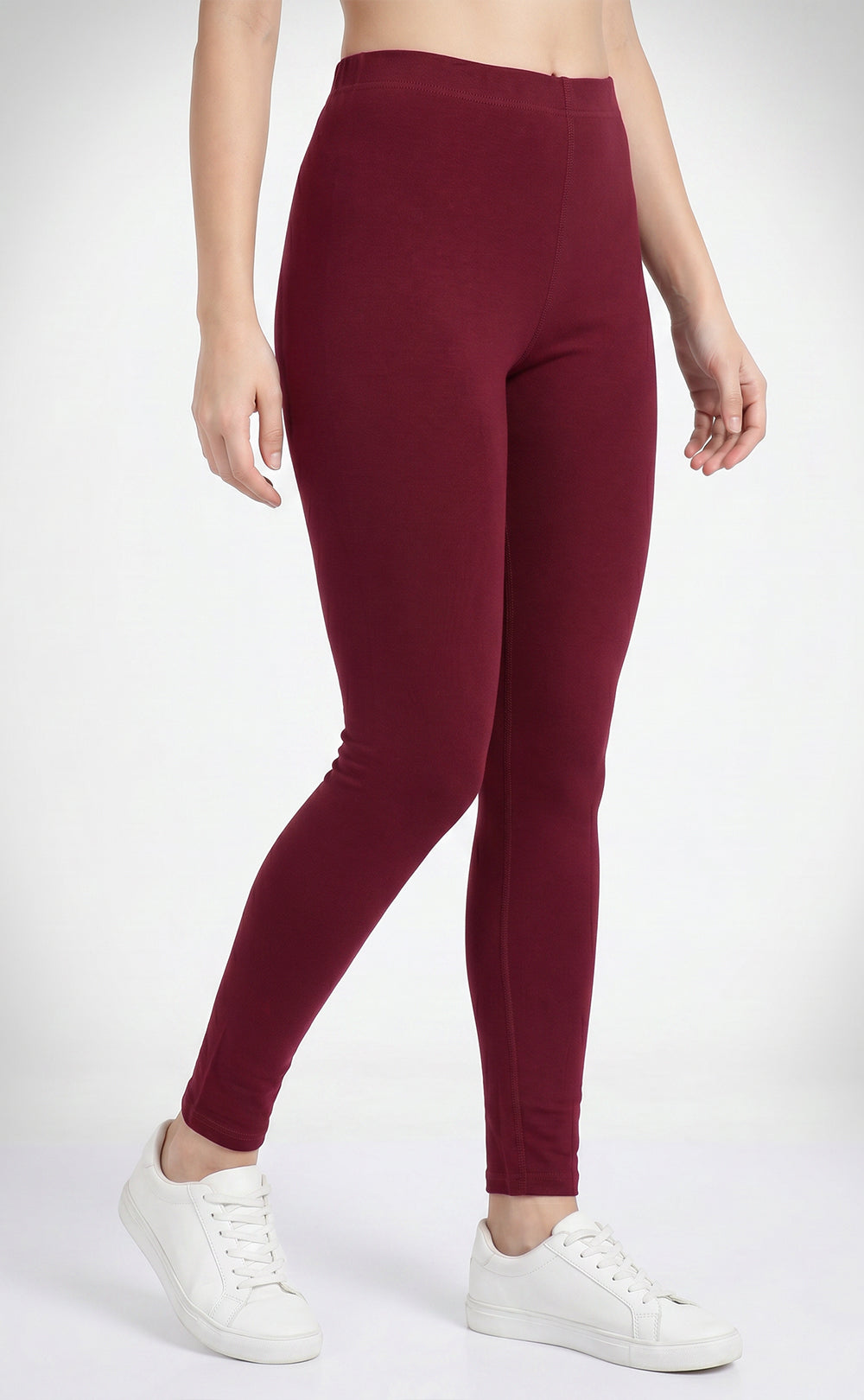 Dark Marron Cotton Stretch Ankle Length Legging