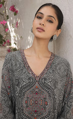 Black Cotton All-Over Printed Kurti Set