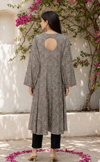 Black Cotton All-Over Printed Kurti Set