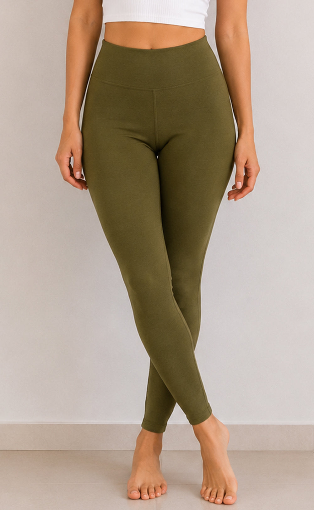 Mehndi Green Cotton Stretch Ankle Length Legging