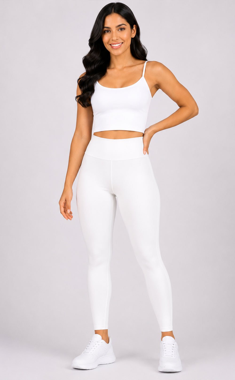Pure White Cotton Stretch Ankle Length Legging