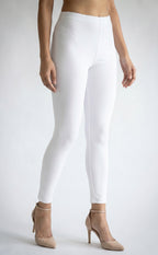 Pure White Cotton Stretch Ankle Length Legging