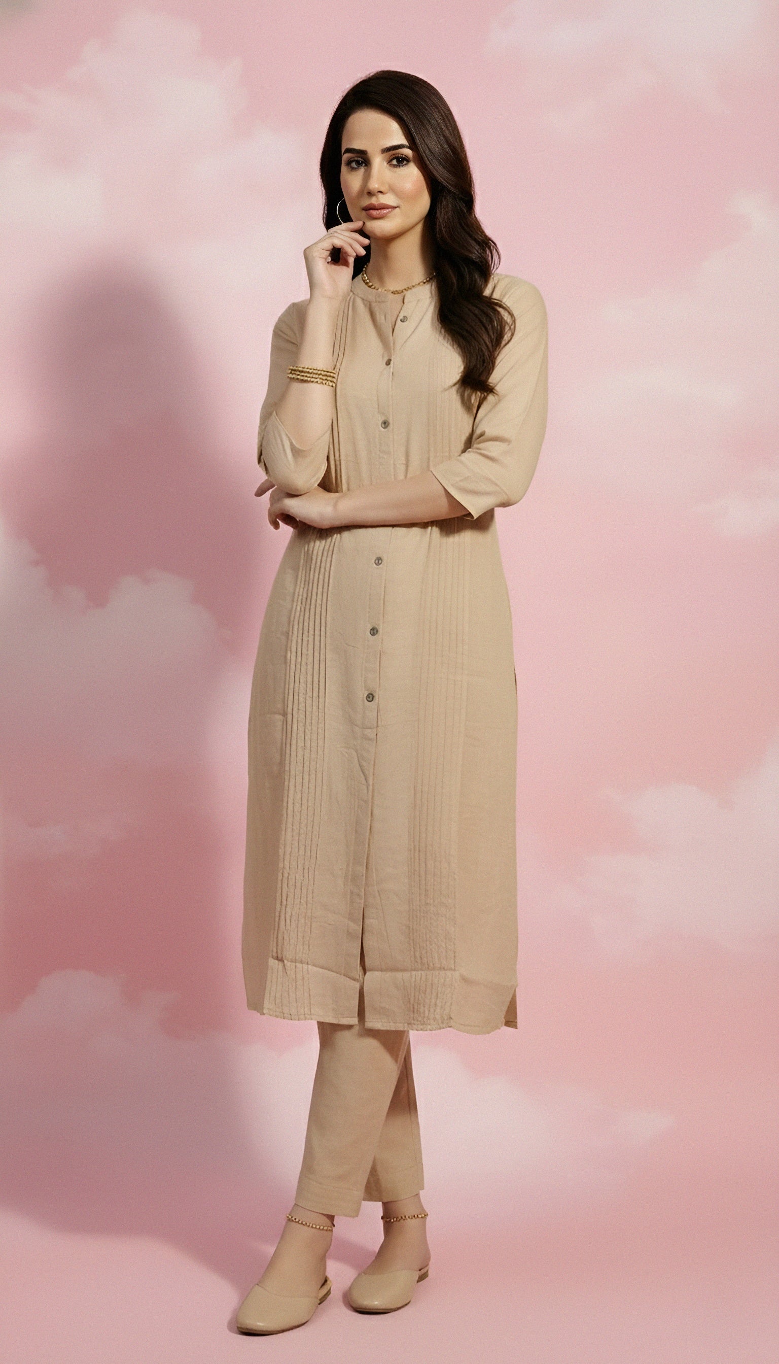 Whisper-White Straight Kurti