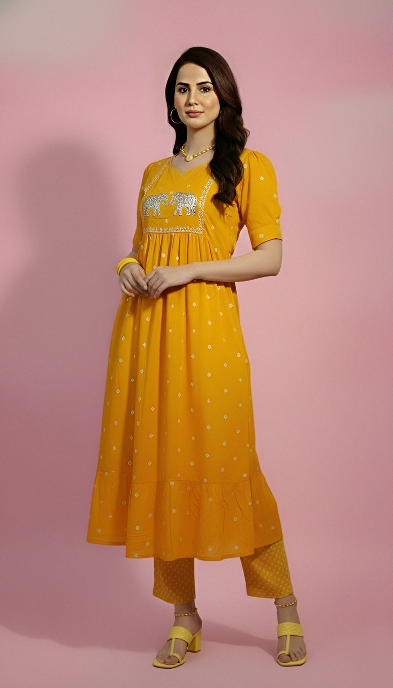 Elephant Print Flair Kurti