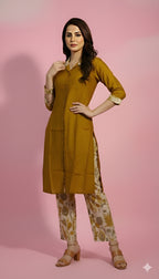 Mustard Yellow Plazo Set