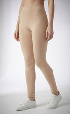 Cream Cotton Stretch Ankle Length Legging