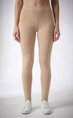 Cream Cotton Stretch Ankle Length Legging