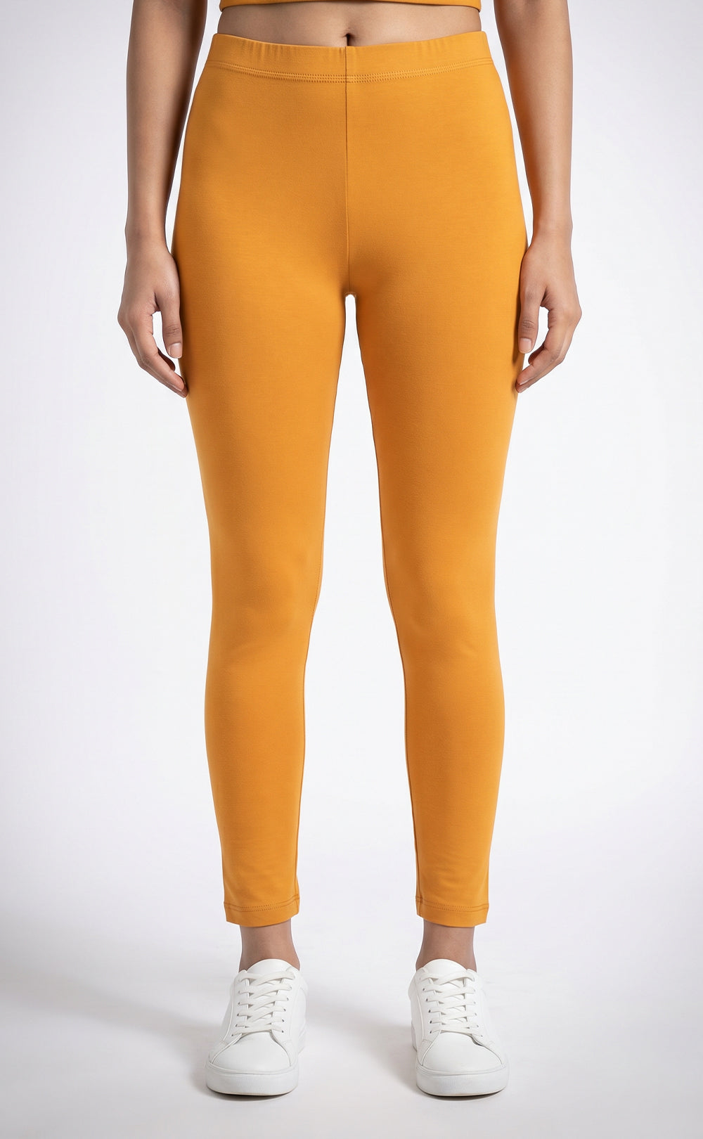 Yellow Cotton Ankle Length Legging