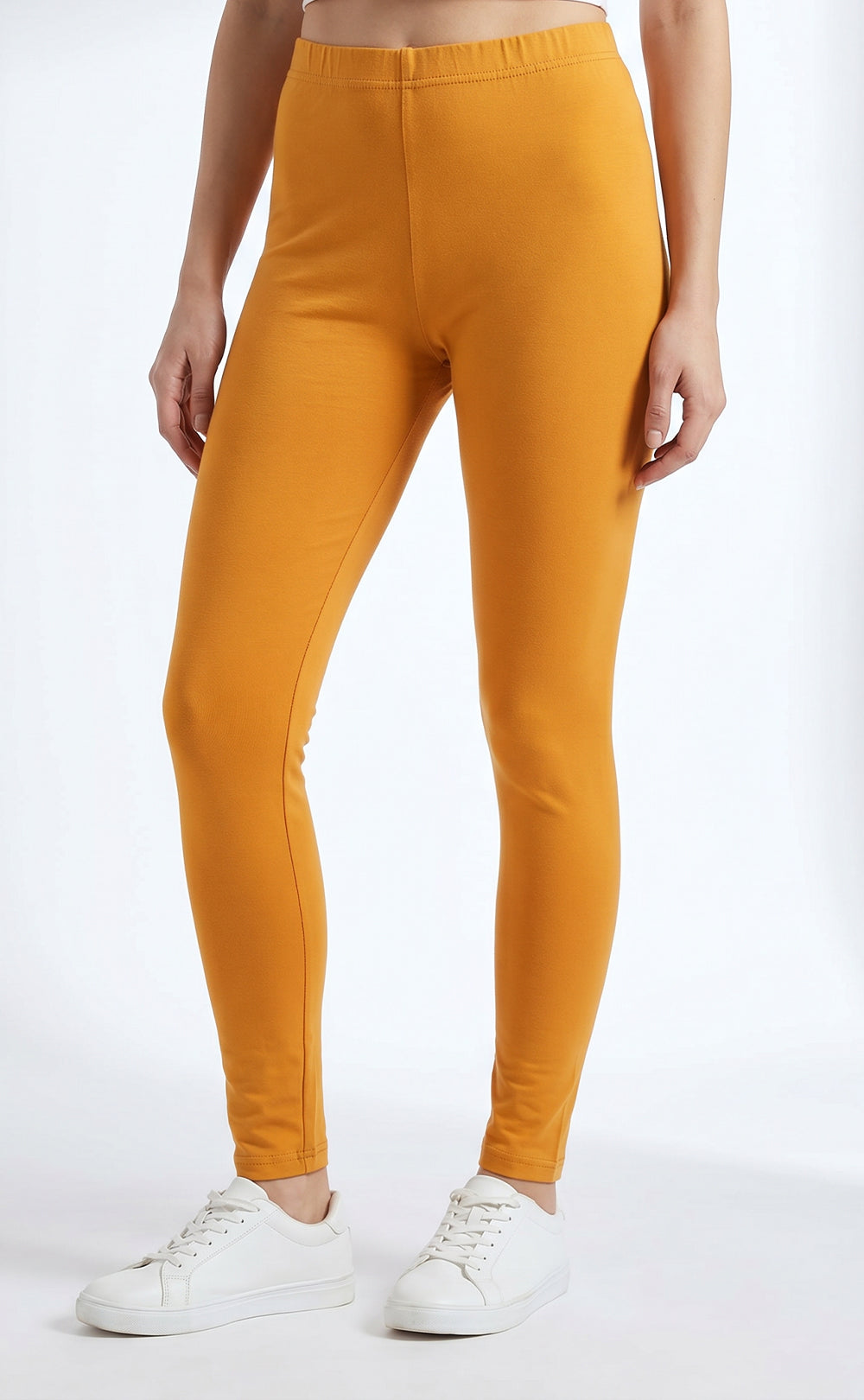 Yellow Cotton Ankle Length Legging