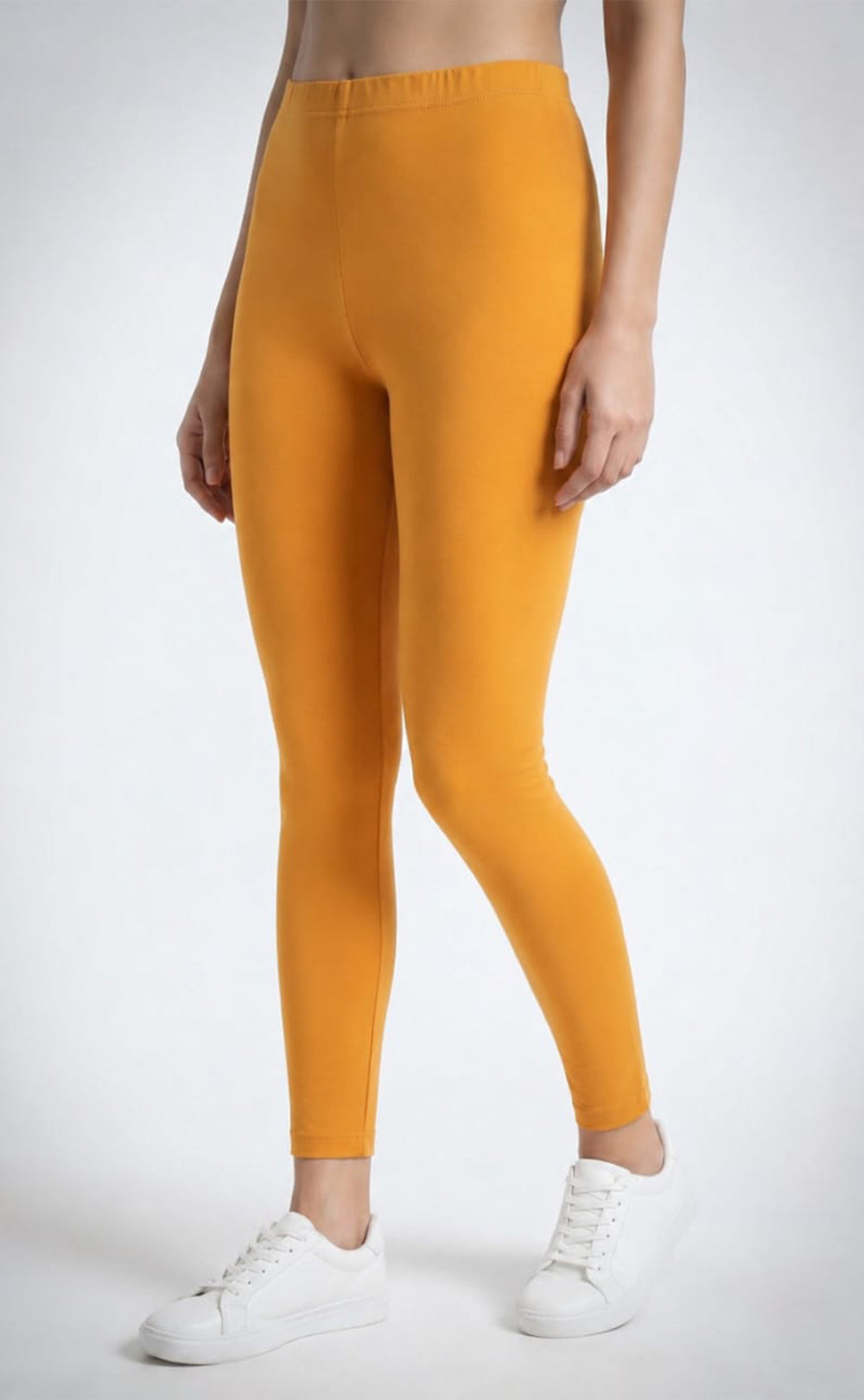 Yellow Cotton Ankle Length Legging
