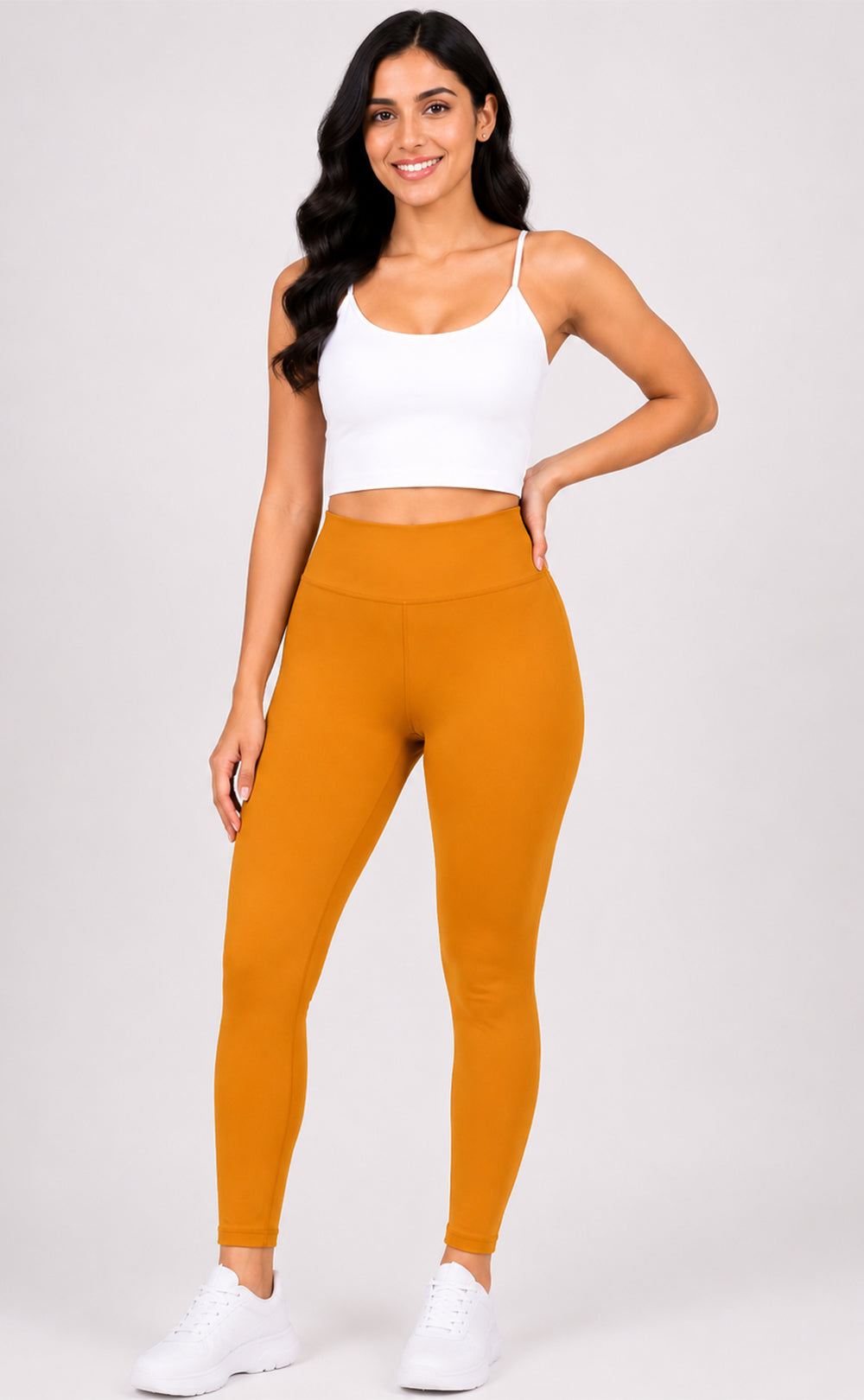 Yellow Cotton Ankle Length Legging