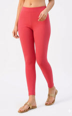 Dark Pink Cotton Stretch Ankle Length Legging