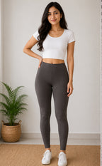Charcoal Grey Cotton Stretch Ankle Length Legging