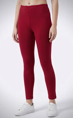Marron Cotton Ankle Length Legging