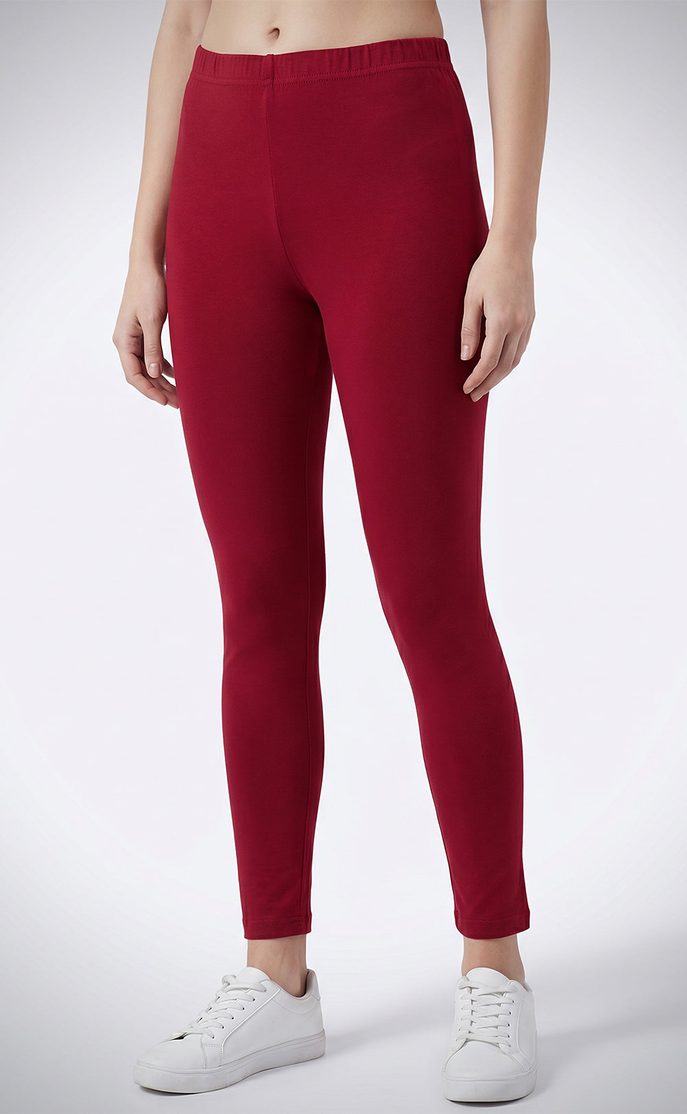 Marron Cotton Ankle Length Legging