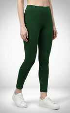 Forest Green Cotton Stretch Ankle Length Legging