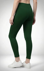 Forest Green Cotton Stretch Ankle Length Legging