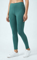 Teal Green Cotton Stretch Ankle Length Legging