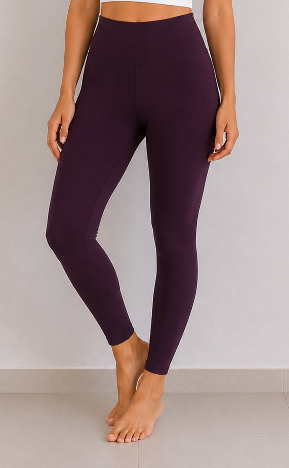 Dark Wine Cotton Stretch Ankle Length Legging