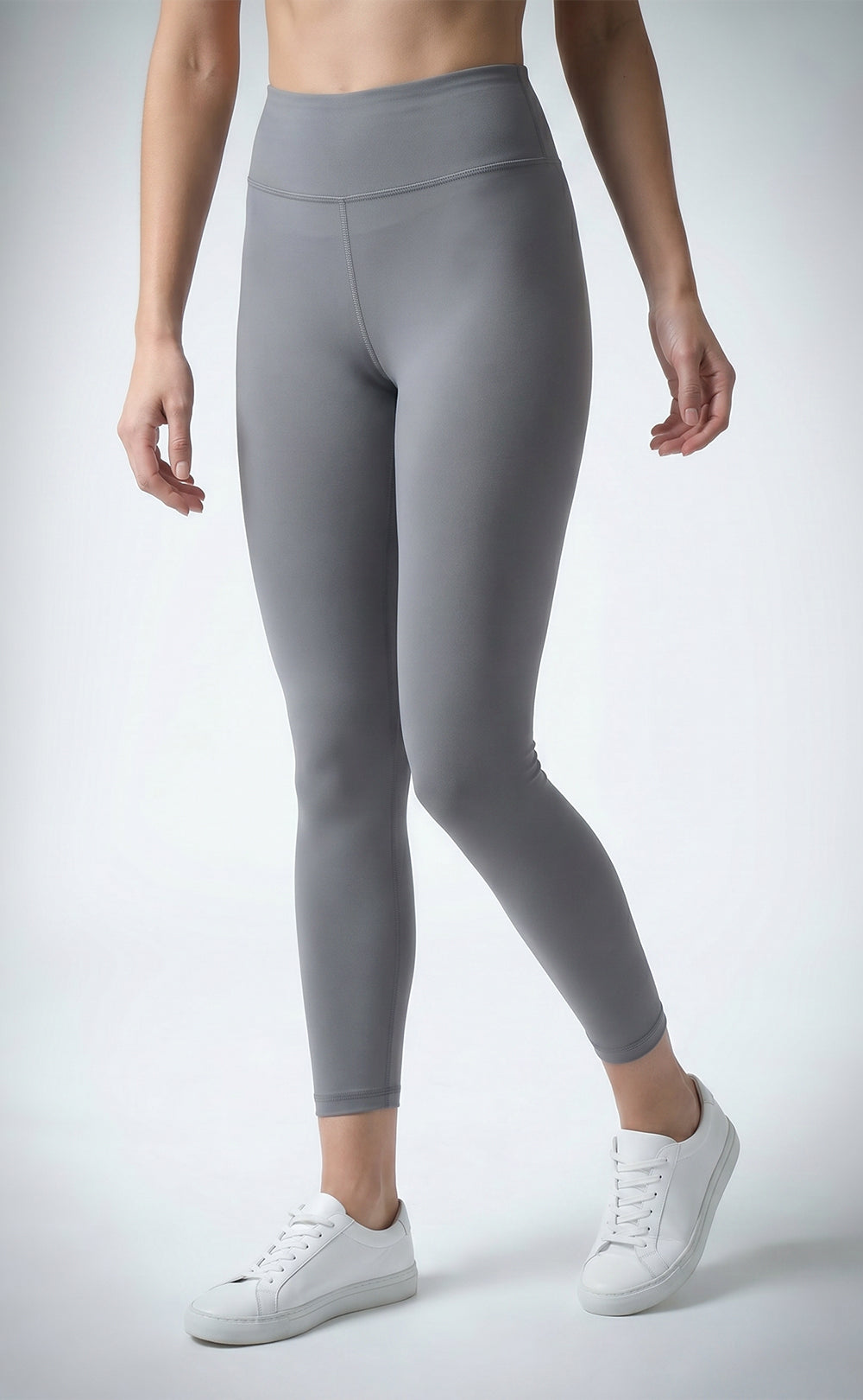 Grey Cotton Stretch Ankle Length Legging