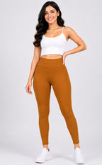 Dark Cream Cotton Stretch Ankle Length Legging