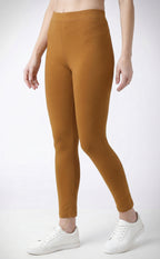 Dark Cream Cotton Stretch Ankle Length Legging