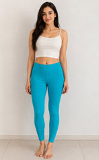 Sky Blue Cotton Stretch Ankle Length Legging