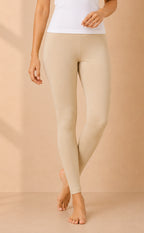 Half White Cotton Stretch Ankle Length Legging