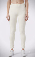 Beige Cotton Stretch Ankle Length Legging