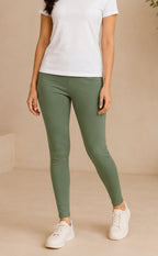 Mint Green Cotton Stretch Ankle Length Legging