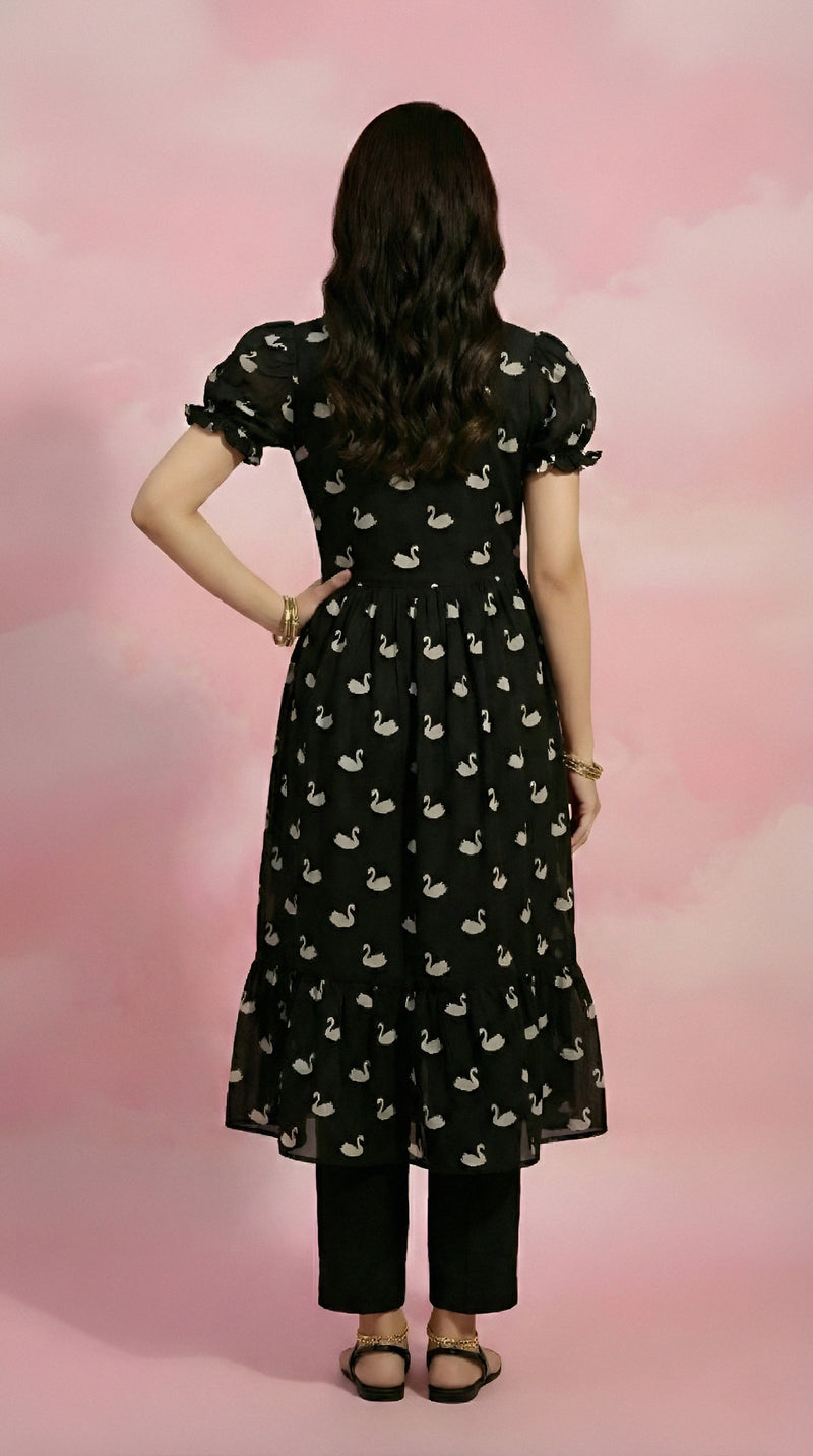 Swan Print Flair Kurti