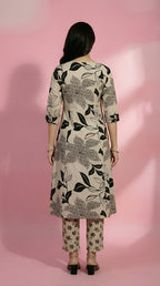 White Printed Straight Kurti