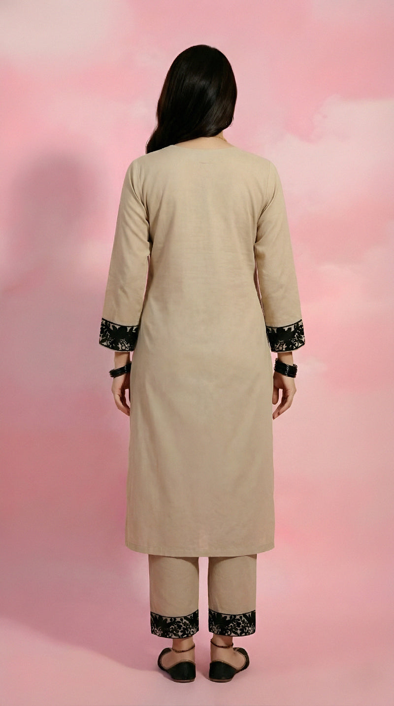 Elegant Black And White Kurti Set