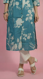 Floral blue Straight Kurti