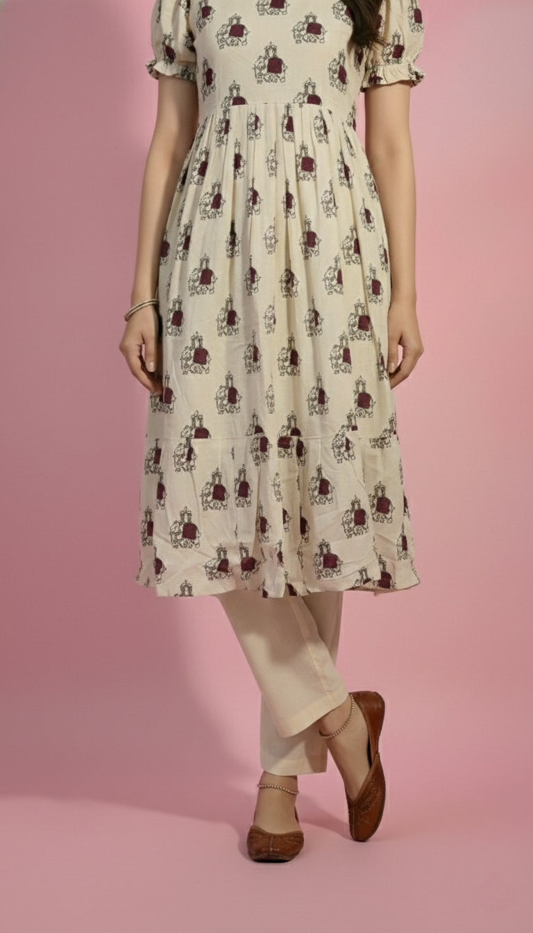 Elephant Print Flair Kurti