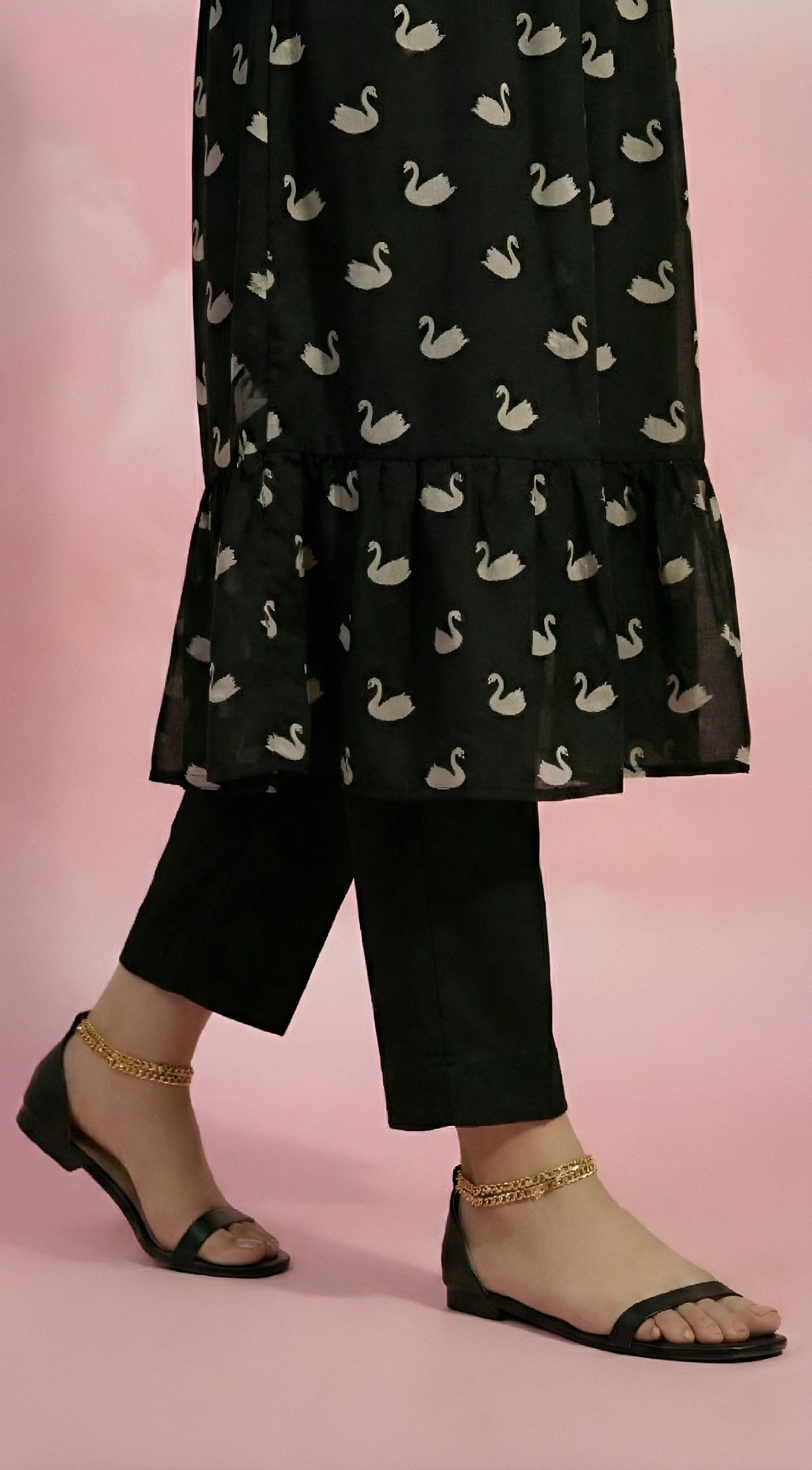 Swan Print Flair Kurti