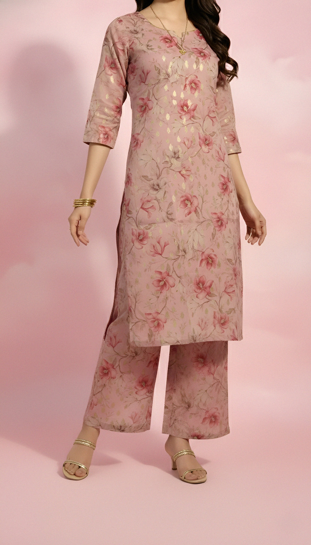 Blush Pink Straight Kurti