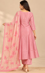 Pink Tissue Beats Work Kurti Set