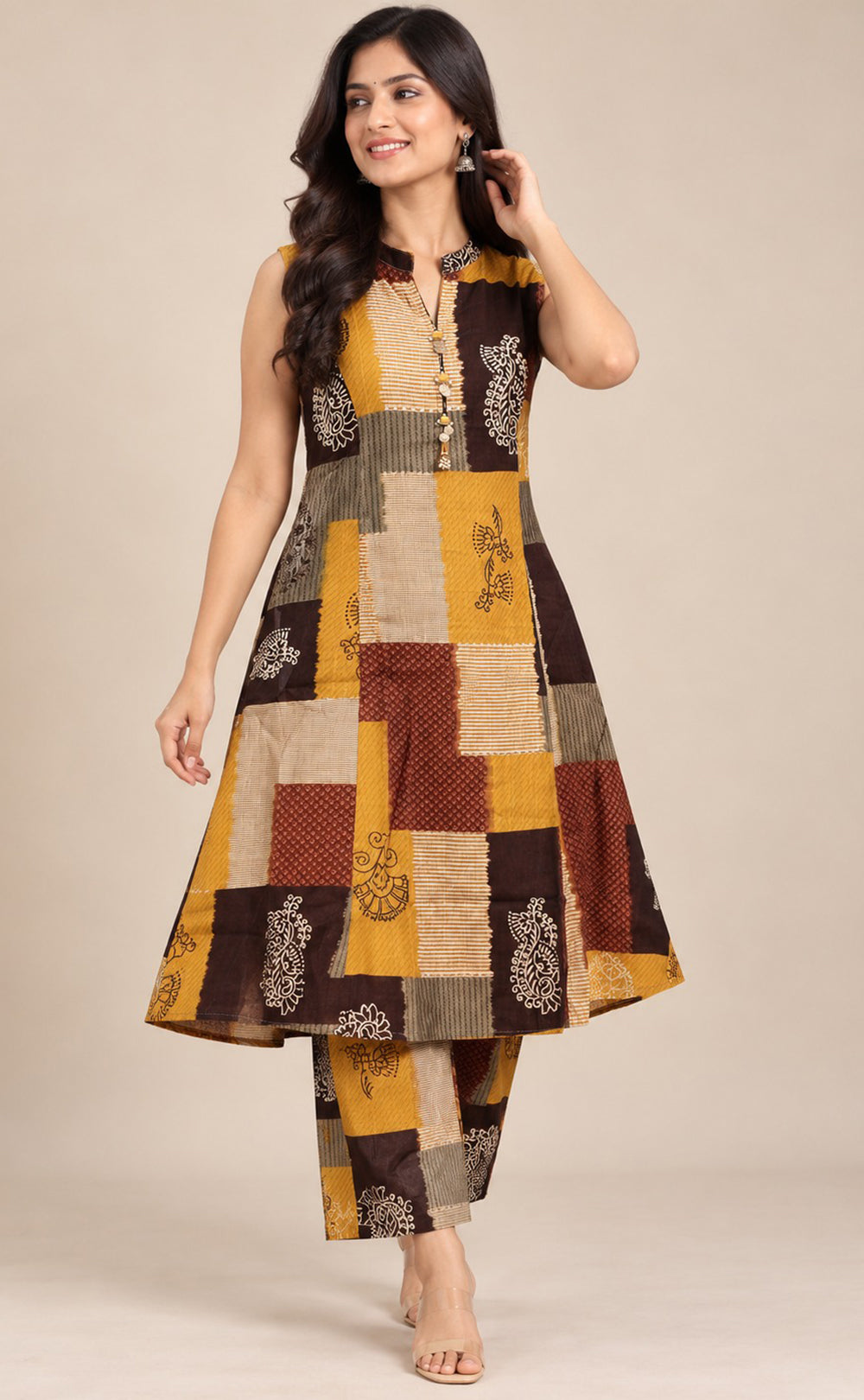 Mustard Yellow Vatican Abstract Printed Co-ord Set