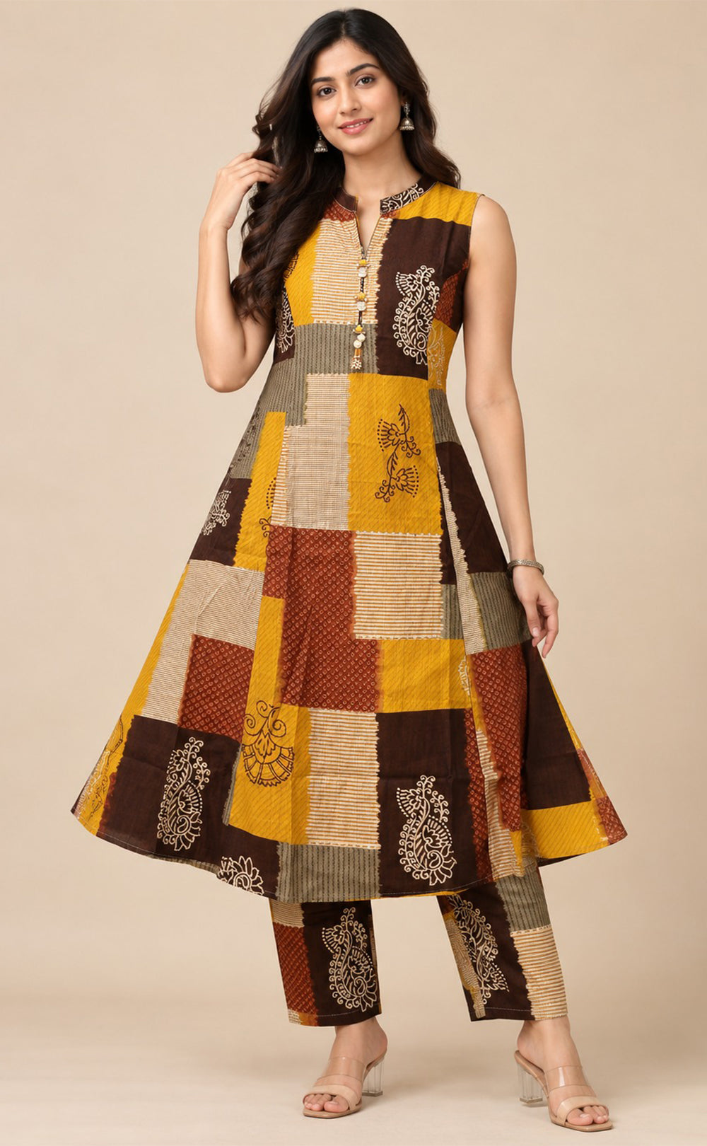 Mustard Yellow Vatican Abstract Printed Co-ord Set