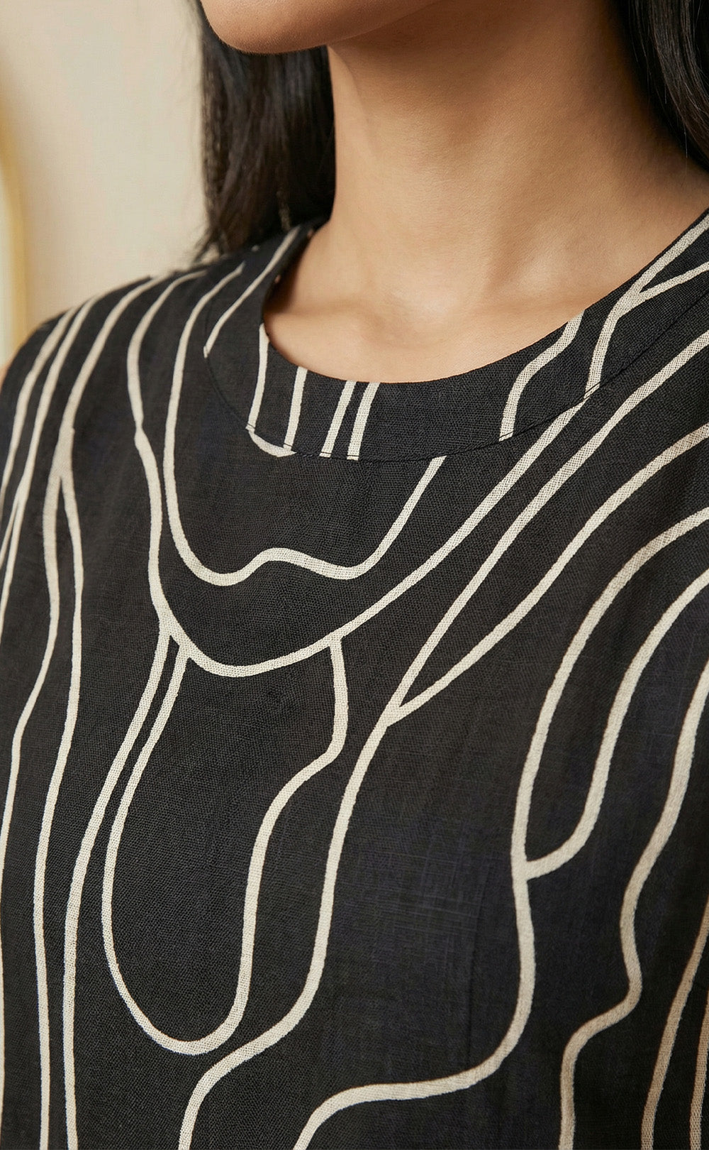 Black Rayon White Zebra Print Co-ord Set