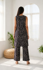 Black Rayon White Zebra Print Co-ord Set