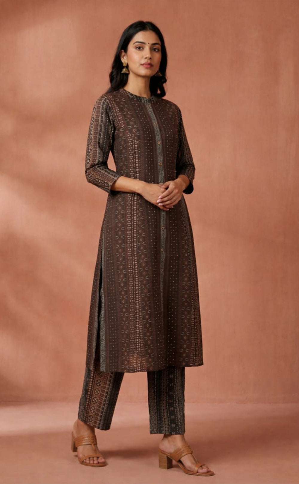 Coffee Black Modal Foil printed Co-ord Set