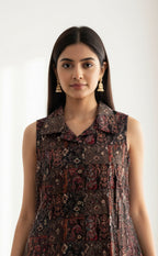 Charcoal Gray Mix Modal Silk Printed Co-ord Set