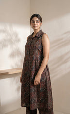 Charcoal Gray Mix Modal Silk Printed Co-ord Set