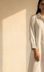 Half White Cotton Face line work Co-ord Set