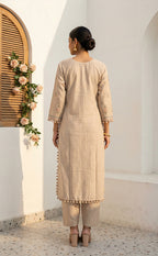 Chiku Roman Silk Thread work Brush paint Kurti Set with soft Dupatta