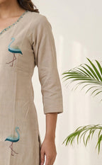Base Cream Vartican all over thread work Co-ord Set